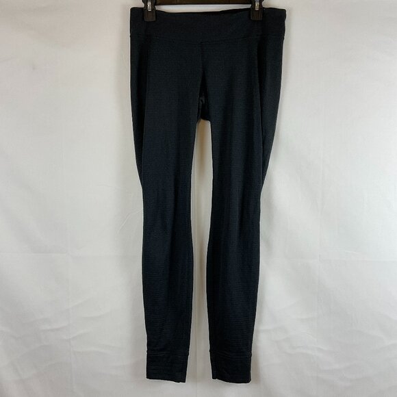 Patagonia Long John Polartec Power Dry Pants Women's M Charcoal Gray Stripe - Picture 1 of 11